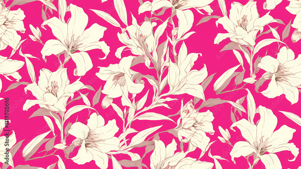 Fototapeta premium Beautiful Anime Lily Flower Illustration, Wallpaper Art