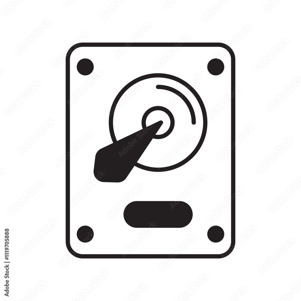 hdd glyph icon with white background vector stock illustration hdd glyph icon with white background vector stock illustration