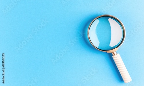 Wallpaper Mural A close-up of a magnifying glass on a blue background, symbolizing research, investigation, and focus. Torontodigital.ca