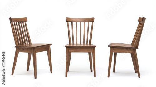 Wooden dining chairs high back design vertical slats