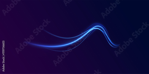 f`Light arc in neon colors, in the form of a turn. Creative vector illustration of flying cosmic meteor, planetoid, comet, fireball isolated on transparent background. Effect, png, wave,neon,line.