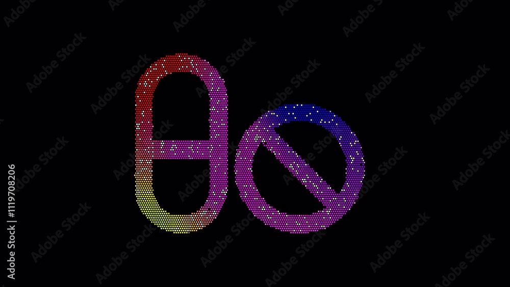 Icon pills is made up of LED square shapes that shimmer and flicker. There are black dead diodes. In-Out looped. Alpha BW at the end Icon pills is made up of LED square shapes that shimmer and flicker. There are black dead diodes. In-Out looped. Alpha BW at the end