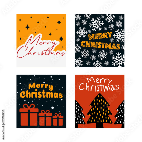 Christmas Set - 4 biglietti d'auguri "Merry Christmas"
