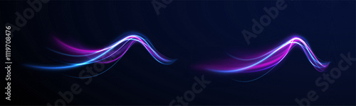 Colorful Light Trails, Long Time Exposure Motion Blur Effect. Abstract fire flare trace lens flares acceleration speed motion on night road. Acceleration speed motion on night road. 