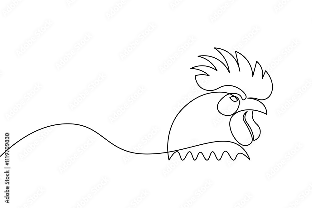 Chickens rooster continuous line drawing and minimalist style isolate outline vector icon Chickens rooster continuous line drawing and minimalist style isolate outline vector icon