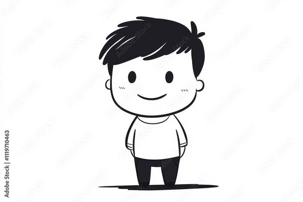 A cute cartoon character with simple lines and shapes, minimalistic design on a white background A cute cartoon character with simple lines and shapes, minimalistic design on a white background