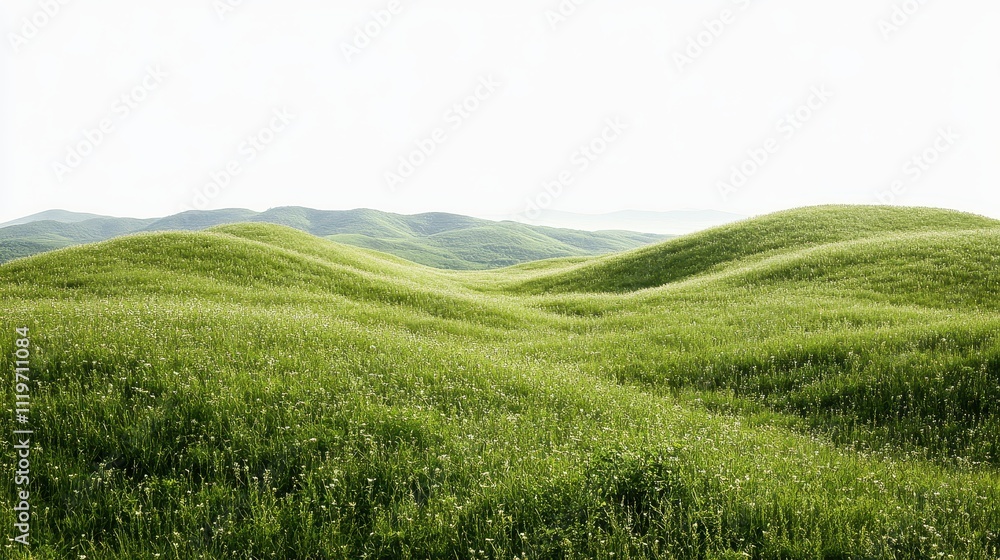 Faded Landscape of Rolling Hills with White Background Faded Landscape of Rolling Hills with White Background