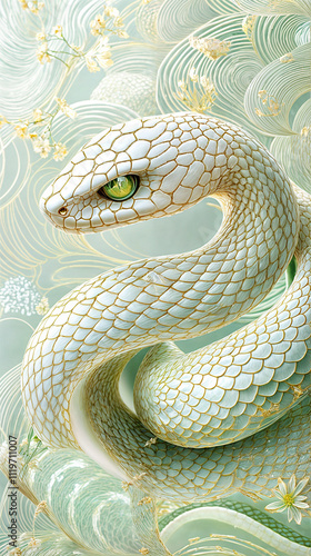蛇年の壁紙３(縦) Chinese Zodiac Snake Wallpaper Generative AI