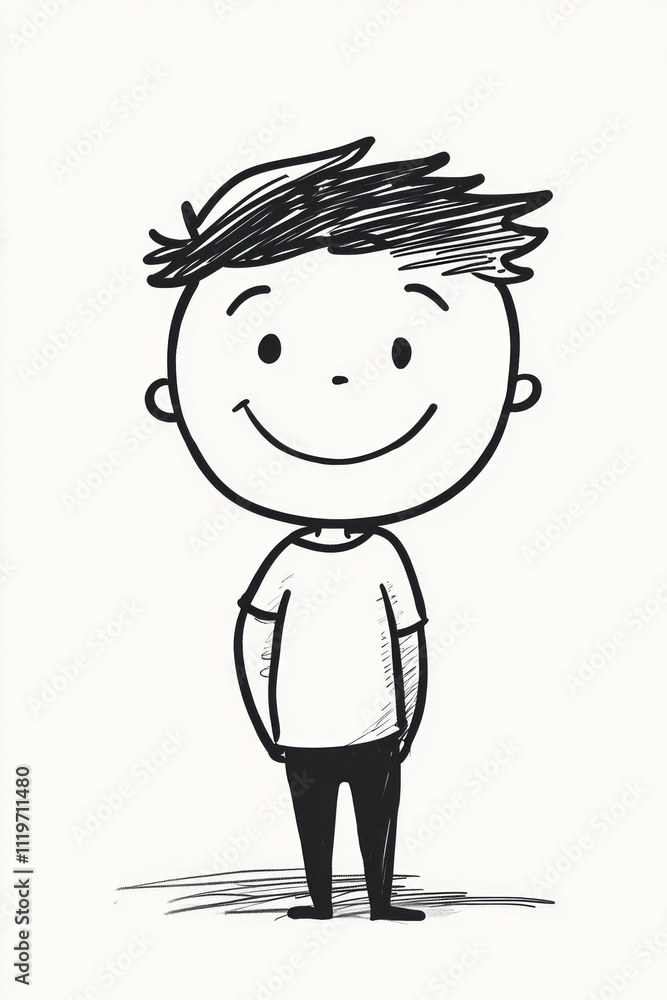 A cute cartoon character with simple lines and shapes, minimalistic design on a white background A cute cartoon character with simple lines and shapes, minimalistic design on a white background