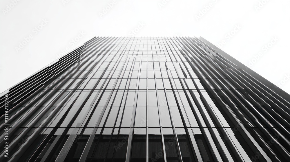 Low-angle view of a modern glass skyscraper. Low-angle view of a modern glass skyscraper.