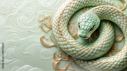 蛇年の壁紙３(横) Chinese Zodiac Snake Wallpaper Generative AI