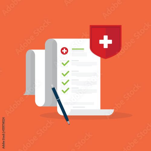 Health insurance protection. Healthcare concept. Vector illustration flat design style	