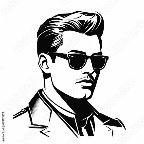 Wallpaper Mural Stylish man wearing sunglasses showcasing confidence and modern fashion in a monochromatic design Torontodigital.ca