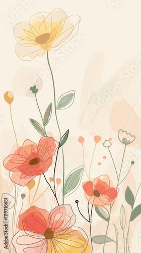 Wallpaper Mural Whimsical Floral Illustration Torontodigital.ca