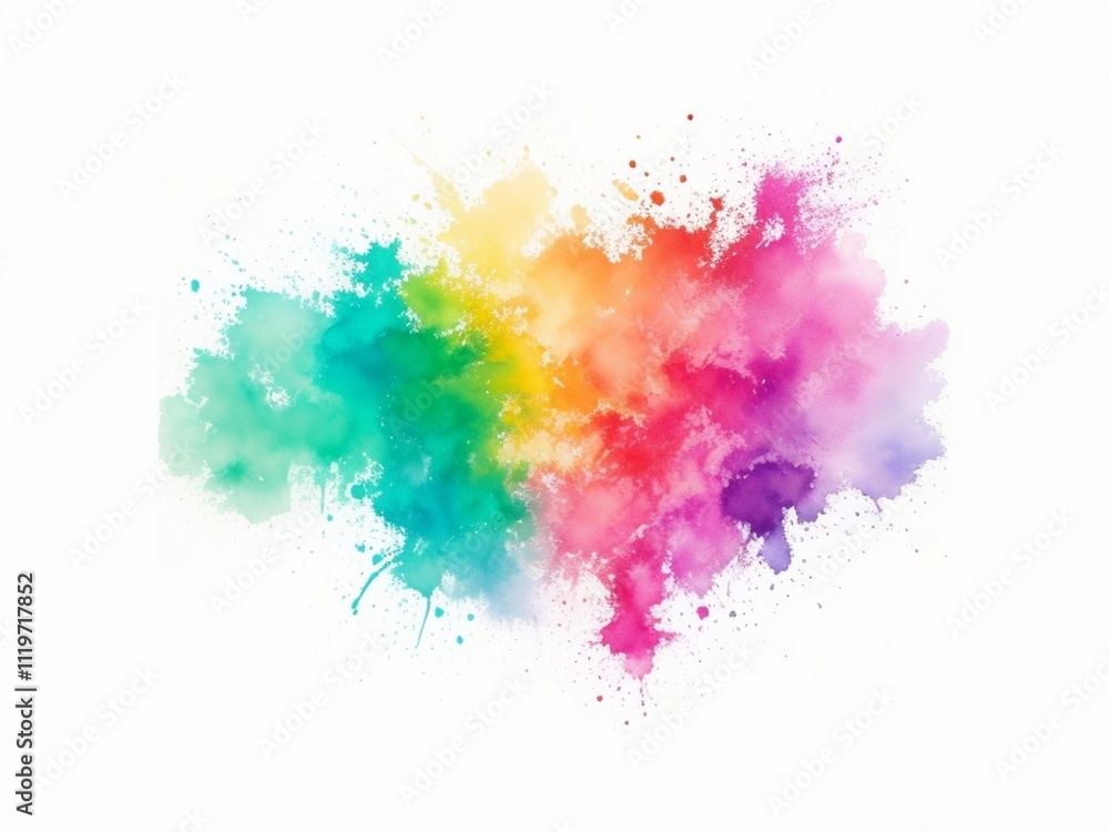 Fototapeta premium Vibrant handmade watercolor splash with rainbow colors.