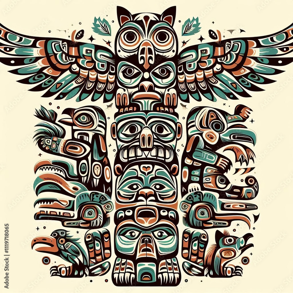 Native American Totem Totem pole designs with animal and spirit Native American Totem Totem pole designs with animal and spirit