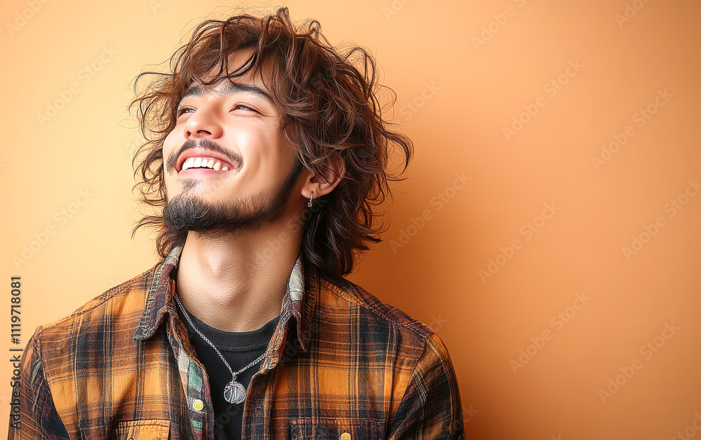 Asian man with a smile on his face is wearing a pink shirt Asian man with a smile on his face is wearing a pink shirt