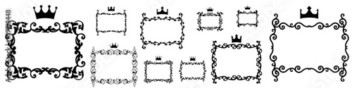 Elegant royal swirls with crown, Victorian Scrolls decorative elements, vintage calligraphic lines text dividers, premium luxury crown elements	