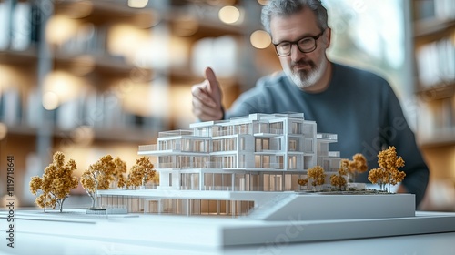 Architect Reviews Modern Apartment Building Model