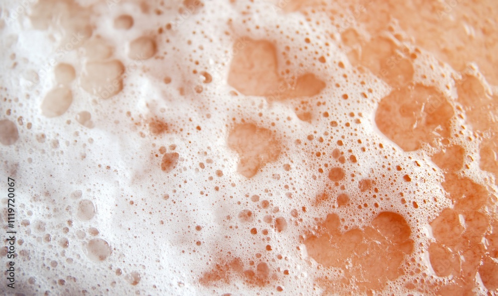 Close-up of white foam on orange surface. Close-up of white foam on orange surface.