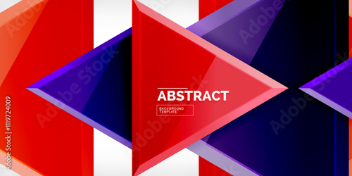Abstract background - colorful triangles with 3d effect. Vector Illustration For Wallpaper, Banner, Background, Card, Book Illustration, landing page