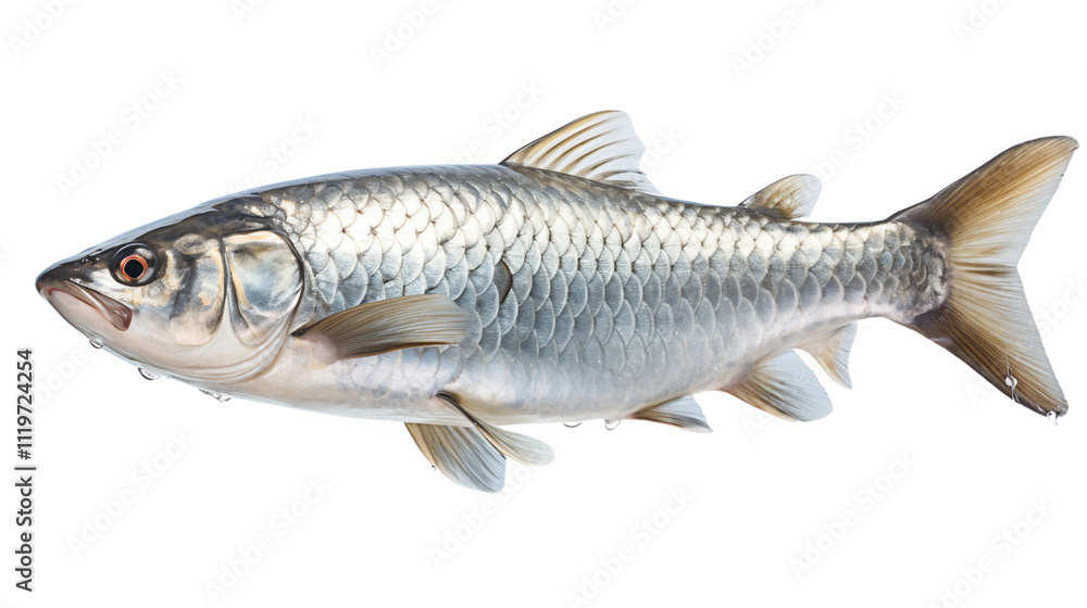 A majestic tarpon fish swimming gracefully, showcasing its silver scales in clear waters, isolated on transparent background. A majestic tarpon fish swimming gracefully, showcasing its silver scales in clear waters, isolated on transparent background.