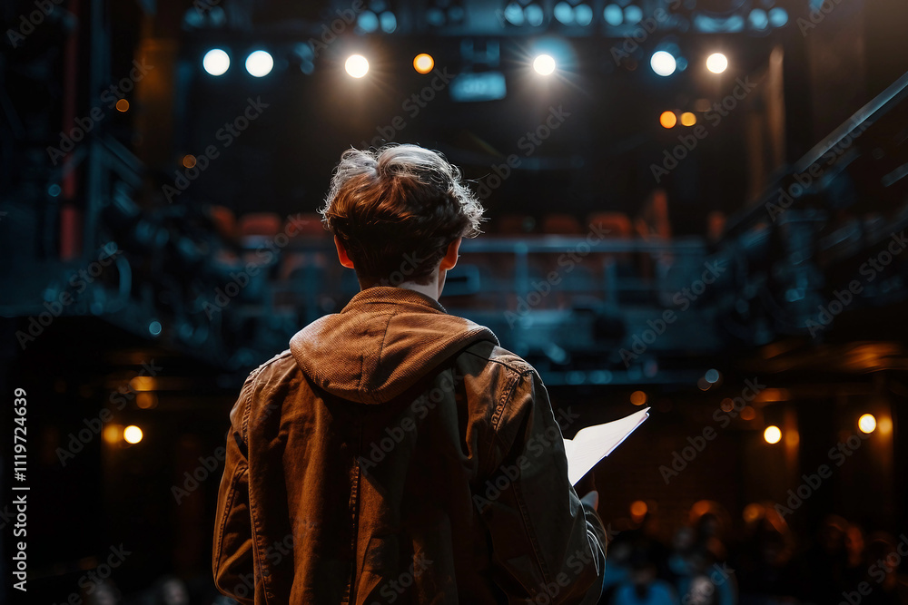 Naklejka premium Performer on stage at theatre generative ai image