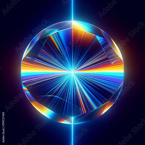 Photon in a Prism Splitting into a spectrum of colors after pass photo