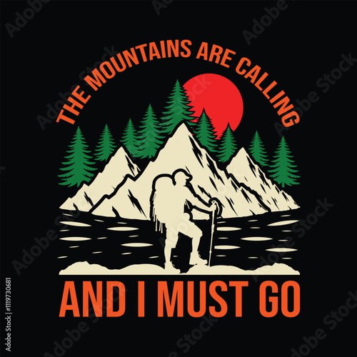 Mountain t-shirt design, Outdor t-shirt design photo