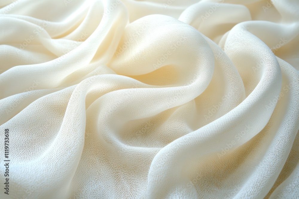 A smooth, flowing fabric in a soft cream color, ideal for textiles and design projects. A smooth, flowing fabric in a soft cream color, ideal for textiles and design projects.
