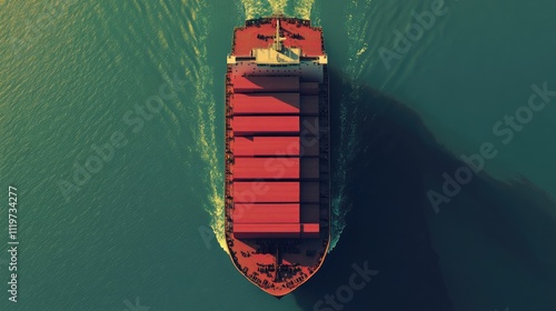 bulk carrier flat design top view marine freight theme animation colored pastel  photo