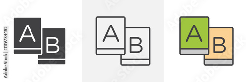 A B test icon collection in black and colored style.
