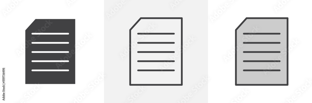 Document icon collection in black and colored style. Document icon collection in black and colored style.