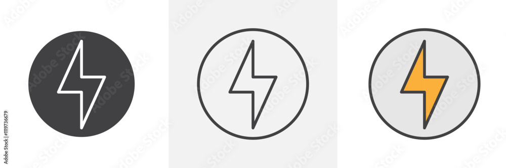 Electricity icon collection in black and colored style. Electricity icon collection in black and colored style.