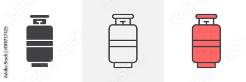 Gas cylinders icon collection in black and colored style.