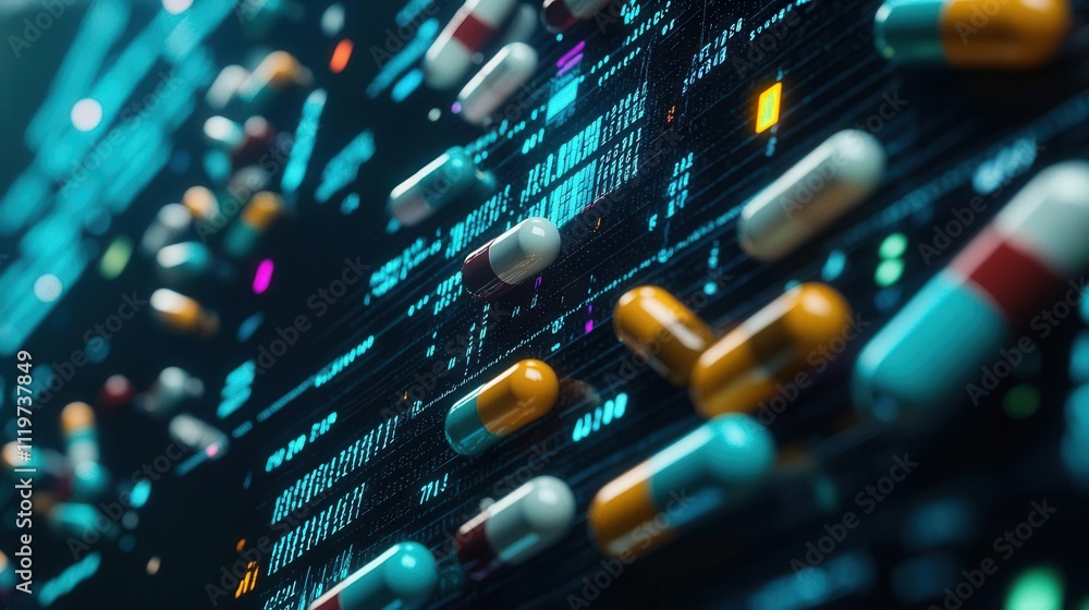 Exploring medication data visualization digital health platform infographic abstract close-up pharmaceutical insights Exploring medication data visualization digital health platform infographic abstract close-up pharmaceutical insights