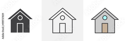 House icon collection in black and colored style.