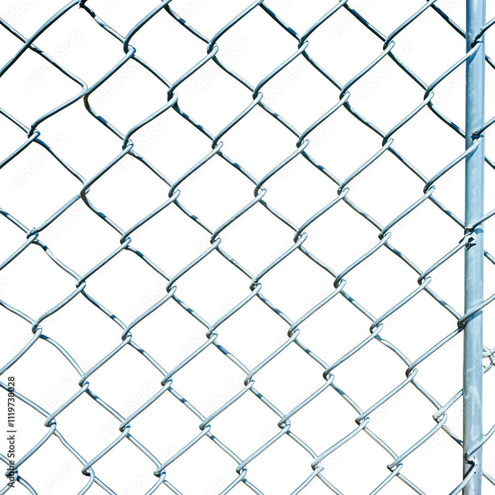 Fototapeta premium Chain link fence, cut out isolated on white background.