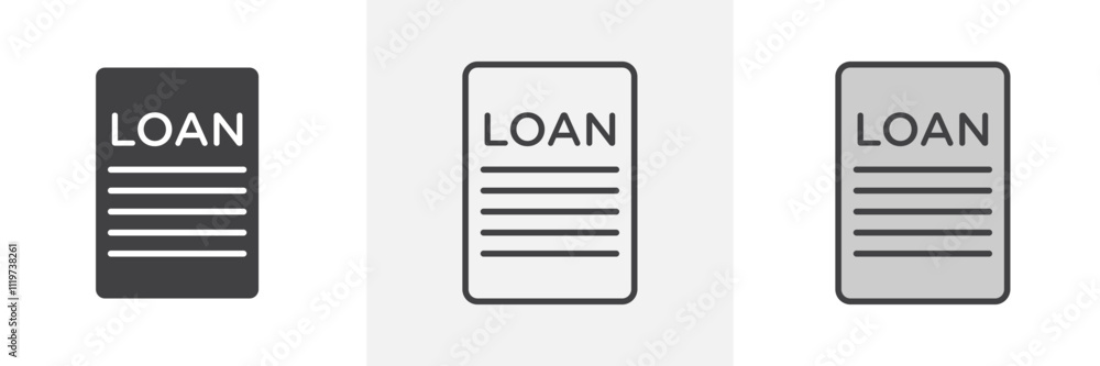 Loan icon collection in black and colored style. Loan icon collection in black and colored style.