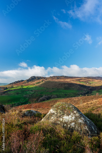 A sunny winters day at The Roaches in the Staffordshire Peak District National Park, England, UK.