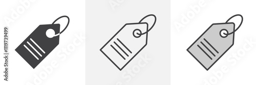 Price tag icon collection in black and colored style.
