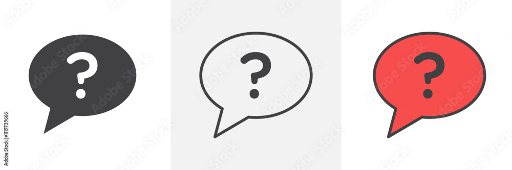 Question mark icon collection in black and colored style. Question mark icon collection in black and colored style.