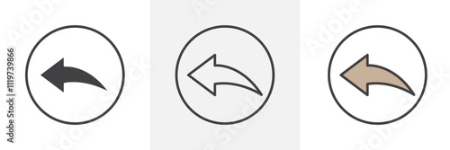 Reply icon collection in black and colored style.