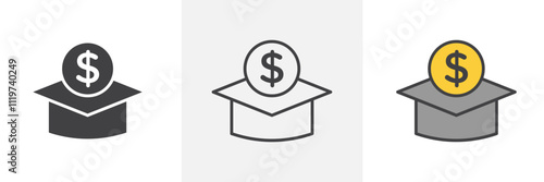 Scholarship icon collection in black and colored style.