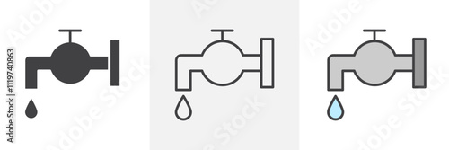 Tap icon collection in black and colored style.