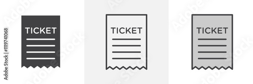 Ticket stub icon collection in black and colored style.