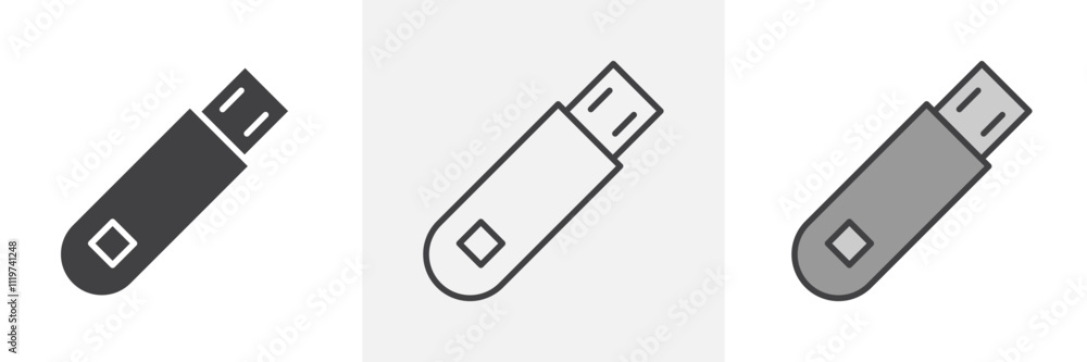 usb drive icon collection in black and colored style. usb drive icon collection in black and colored style.