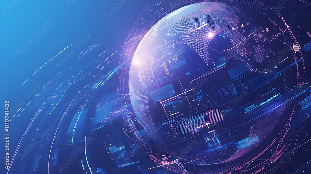Global Digital Network: A Stunning 3D Render of a Connected World. AI Generated Global Digital Network: A Stunning 3D Render of a Connected World. AI Generated