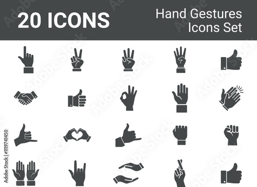 Hand Gestures Icons Symbols Set of Communication, Agreement, and Emotions.
vector Illustration. isolated on the artboard