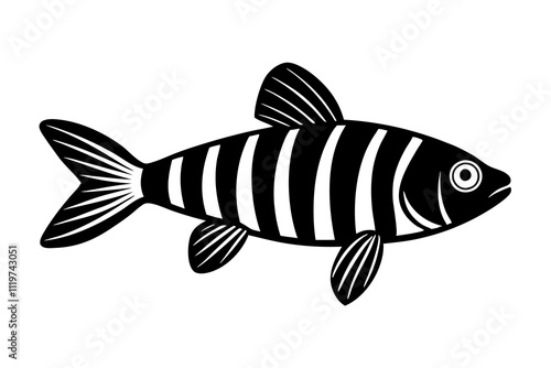 Zebra Danio Silhouette (Danio rerio) – Hardy & Active Freshwater Fish Design for Art & Prints